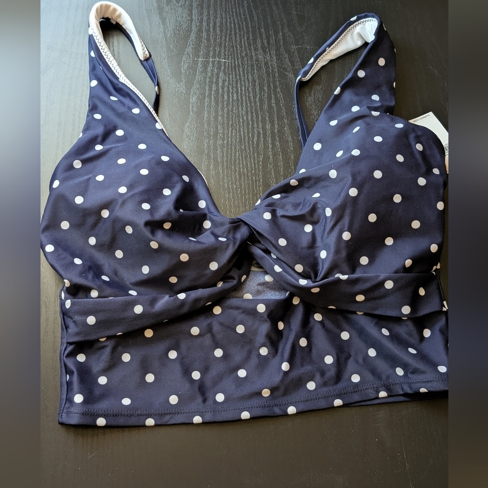 Navy Polka Dot Bikini Top